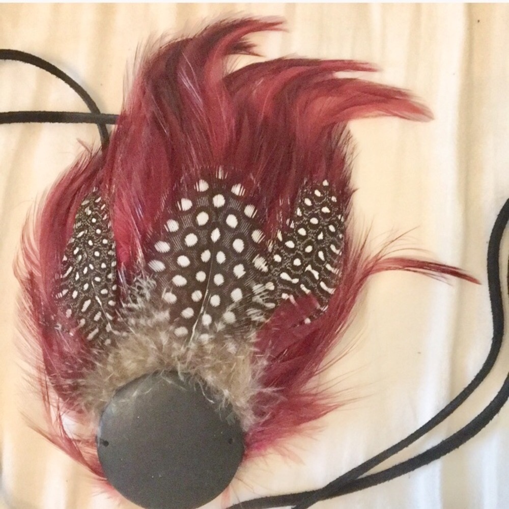 Cottage fairy core Burgundy feather boho hair accessory/ bracelet necklace